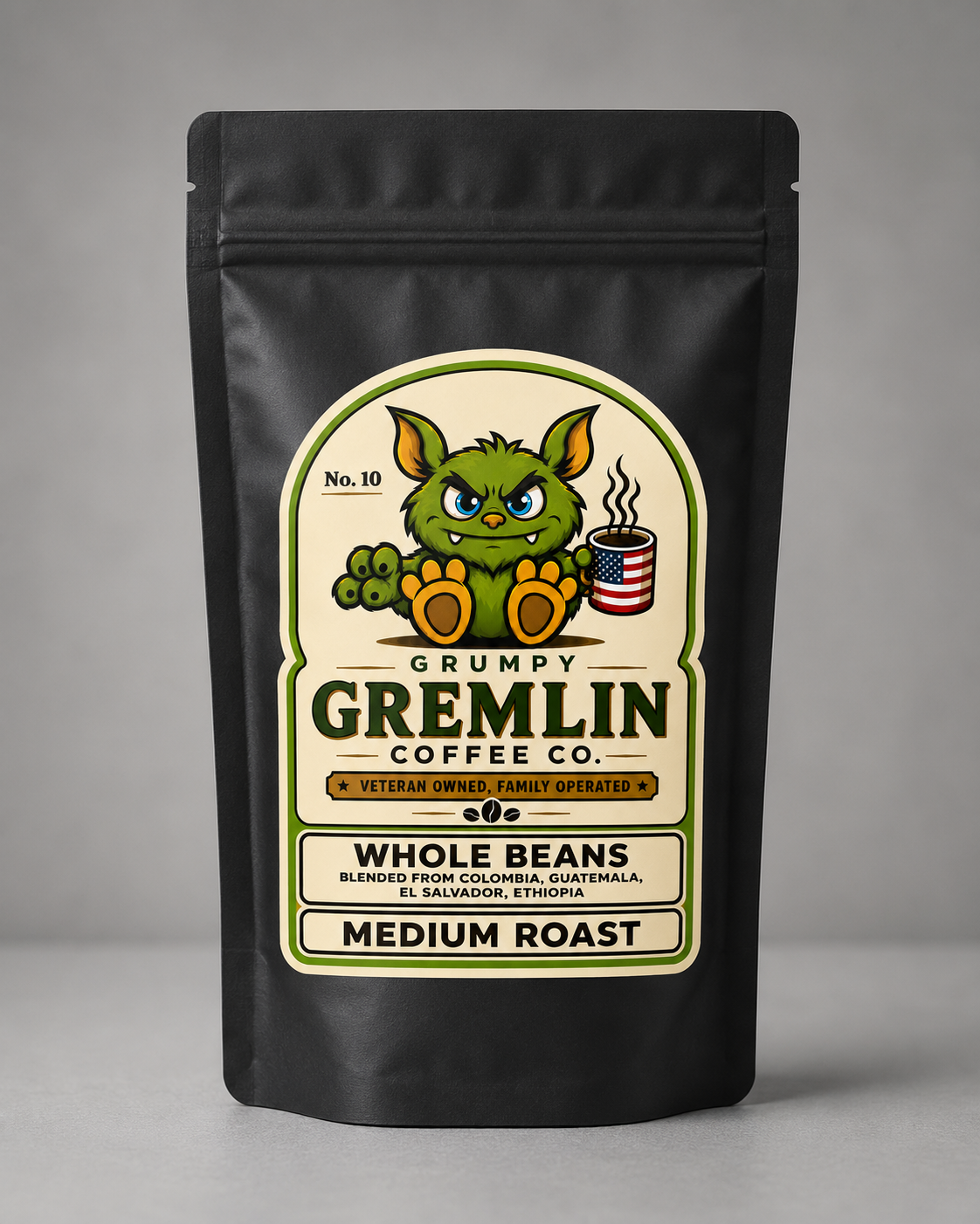 Grumpy Gremlin Medium Roast coffee bag