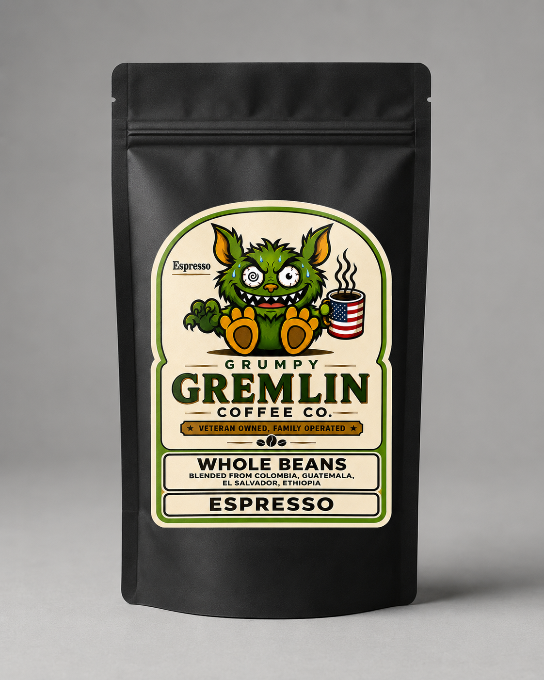 Grumpy Gremlin Espresso coffee bag